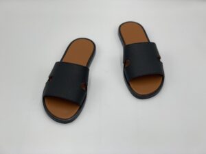 Dép TP nam - Màu đen lót cam khâu viền thủ công