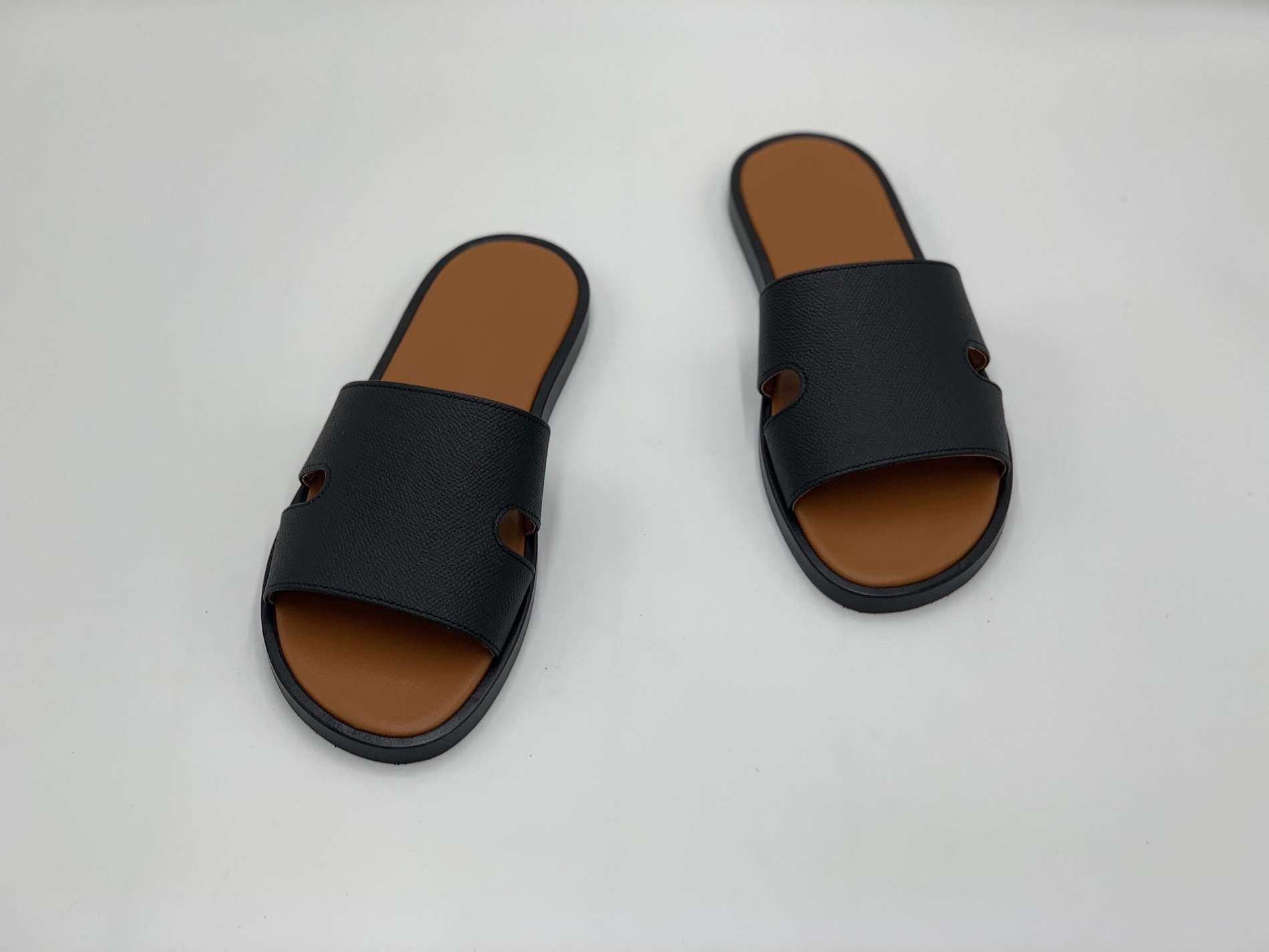 Dép TP nam - Màu đen lót cam khâu viền thủ công