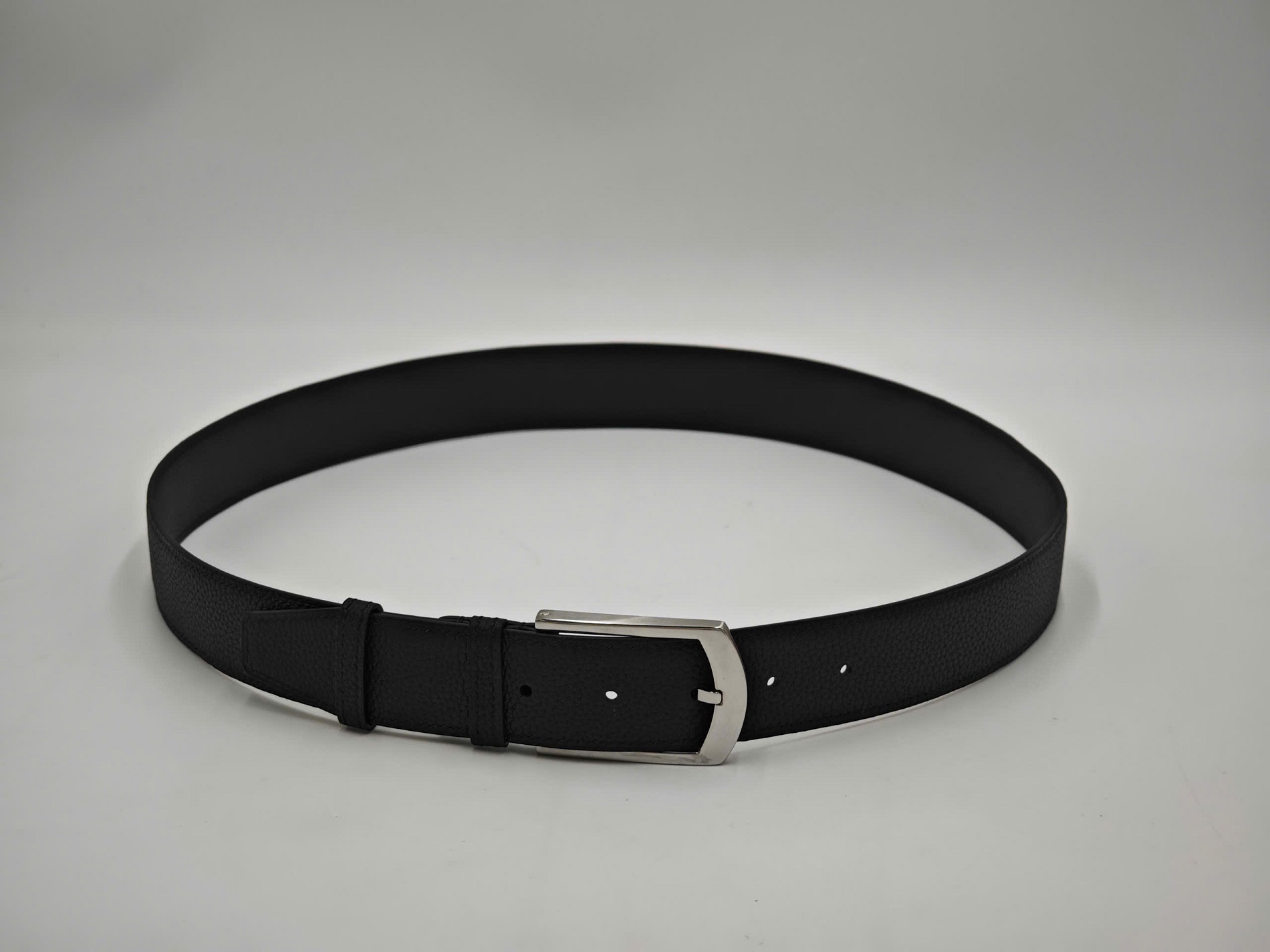 Thắt lưng da togo kết hợp da epsom (đen)